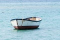 Small boat floating in the middle of the sea, Canary Islands Royalty Free Stock Photo