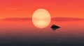 Minimalistic Sunset Illustration With Orange Seabird