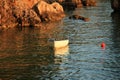 Small boat in the golden hour in Brela,Croatia