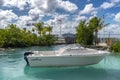 Small boat inside Princess Cays Bahamas