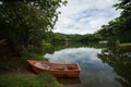 Small boat lake view Royalty Free Stock Photo