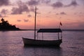 a small boat in a large body of water on rarotonga Royalty Free Stock Photo