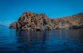 Photo of a serene boat floating in the crystal clear waters of Sicily's Eolie Islands