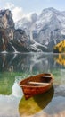 Small boat floating on top of lake