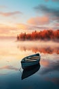 Small Boat Floating on Lake