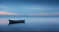 Ethereal Seascapes: Captivating Wooden Boat Resting On Dusk Waters