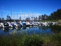 Small boat port in Swedish archipelago Royalty Free Stock Photo