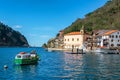 Small Boat and Pasai Donibane, Spain Royalty Free Stock Photo