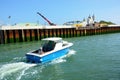 Small boat with sea fisherman. Littlehampton, Sussex. Uk