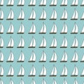 Small boat seamless pattern. Vector illustration on blue background