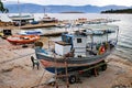 Boats in Dry Dock in Small Greek Shipyard, Greece Royalty Free Stock Photo