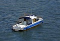 Small boat on the water, top view Royalty Free Stock Photo