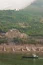 Small boat on Yangtze river in Qutang Gorge, Baidicheng, China