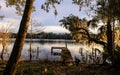 Small boating dock in St Johns river in Florida during sunset Royalty Free Stock Photo