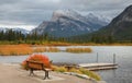 Small boating dock in Vermilion lakes, Alberta,Canada Royalty Free Stock Photo