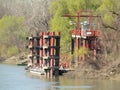 Small boats dock on the Tisa River