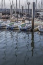 Small boats docking at the Santa Barbara marina, California Royalty Free Stock Photo