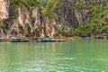 Small Boats form a Fishing Village in Hal Long Bay