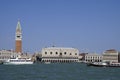 Small boats on the Grand Canal before the Camponile Royalty Free Stock Photo