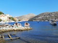 Small Boats In The Harbor Of Symi Island In Greece 07 Royalty Free Stock Photo