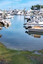 Small boats lining waterfront in Wickford Cove rhode island Royalty Free Stock Photo