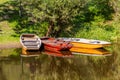 Small boats on Luznice river, Czech Republ Royalty Free Stock Photo