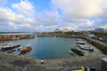 Small boats moored in harbour