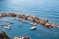 Small boats moored in smal sea harbour in summer Royalty Free Stock Photo