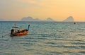 Small boats in the ocean at dusk, Thailand Royalty Free Stock Photo