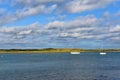 Small boats on the sea near Malahide city view Dublin Ireland