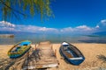 Small boats on the shore of Lake Ohrid Royalty Free Stock Photo