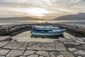 Small boats tied in little marina of Tivat harbor Royalty Free Stock Photo