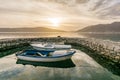 Small boats tied in little marina of Tivat harbor Royalty Free Stock Photo