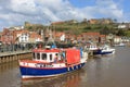 Small boats in Whitby harbour, North Yorkshire.