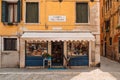 Small book bindery shop on Campo dei Frari in Venice, Italy