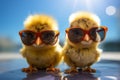 Small born bird, wearing sunglasses, captures the essence of farm