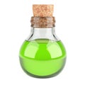 Small bottle with a cork filled with green liquid. Medical concept Royalty Free Stock Photo