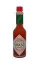 Small bottle with hot pepper sauce Tabasco isolated