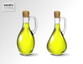 Small bottle of olive oil with cork stopper isolated in front of transparent background Royalty Free Stock Photo