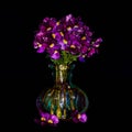 Floral Wall Art of Purple Cape Jewel Flowers on Black