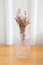 Small bouquet of dry flowers in glass vase Royalty Free Stock Photo