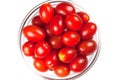 A small bowl of cherry tomatos, top view Royalty Free Stock Photo