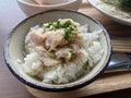 A small bowl of gapao rice served as a side dish at a restaurant on Miyako Island in Okinawa, Japan