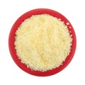 Small bowl of grated Pecorino Romano cheese