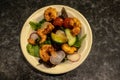 Small bowl of king prawn salad Royalty Free Stock Photo