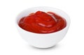Small one bowl of red tomato sauce ketchup Isolated on white background Royalty Free Stock Photo