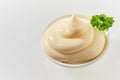 Small bowl of twirled spicy mayonnaise Royalty Free Stock Photo