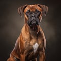 Intense And Timeless Boxer Dog Portrait In Dark Red And Amber Royalty Free Stock Photo