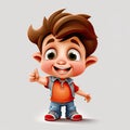 Small boy on colorful background, funny cartoon character, school kid 3d. Generative AI