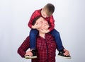 Small boy with dad man. fathers day. Enjoying time together. Happy family together. childhood. parenting. father and son Royalty Free Stock Photo